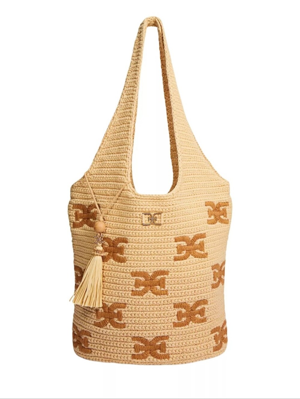 NWT Sam Edelman April Crochet Logo Tote - Shoulder Bag with Tan Accent Tassel